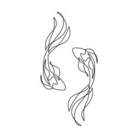 koi carp fish on the white background in a continuous single line drawing style vector