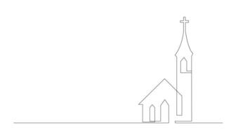 Iglesia uno línea dibujo aislado en blanco antecedentes vector