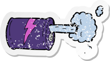 retro distressed sticker of a cartoon fizzy drink can png