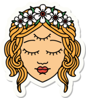 klistermärke av tatuering i traditionell stil av kvinna ansikte med tredje öga png