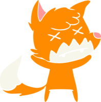 flat color style cartoon cross eyed fox png