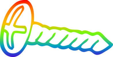 rainbow gradient line drawing of a cartoon metal screw png