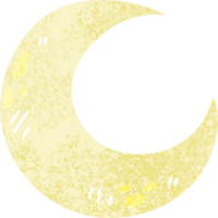 croissant de lune de dessin animé de style rétro excentrique png