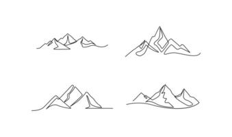 One continuous line drawing of mountain range landscape template vector