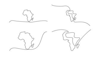 Single continuous line art map of Africa vector