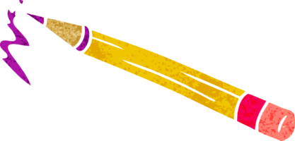 main tiré rétro dessin animé griffonnage de une coloré crayon png