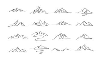 One continuous line drawing of mountain range landscape template vector