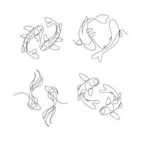 koi carp fish on the white background in a continuous single line drawing style vector