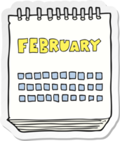 sticker of a cartoon calendar showing month of february png