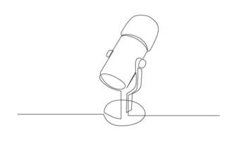 Continuous Line Drawing of Vector wired microphone icon