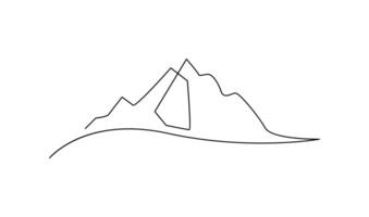 One continuous line drawing of mountain range landscape template vector