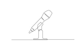 Continuous Line Drawing of Vector wired microphone icon