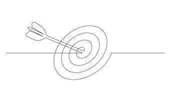 continuo línea dibujo de flecha en centrar de objetivo diseño vector