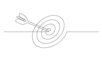 Continuous line drawing of arrow in center of target design vector