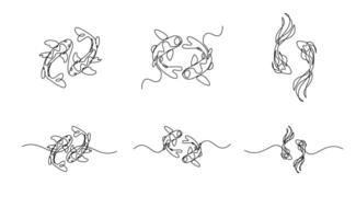koi carpa pescado en el blanco antecedentes en un continuo soltero línea dibujo estilo vector