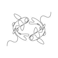koi carp fish on the white background in a continuous single line drawing style vector