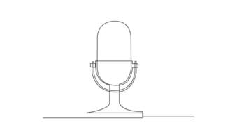 Continuous Line Drawing of Vector wired microphone icon