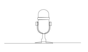 Continuous Line Drawing of Vector wired microphone icon