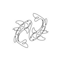 koi carp fish on the white background in a continuous single line drawing style vector