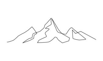 One continuous line drawing of mountain range landscape template vector