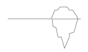 One line drawing of iceberg floating on sea. One continuous line drawing of appearance and global warming. vector