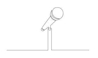 Continuous Line Drawing of Vector wired microphone icon