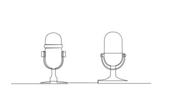 Continuous Line Drawing of Vector wired microphone icon