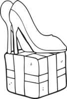 svart och vit tecknad serie hög häl skor gåva png