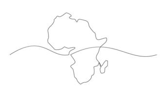 Single continuous line art map of Africa vector