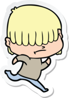 sticker of a cartoon boy with untidy hair png