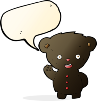 cartoon waving black bear cub with speech bubble png