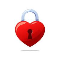 Heart shaped padlock vector isolated on white background.