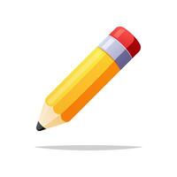 Yellow pencil vector isolated on white background.