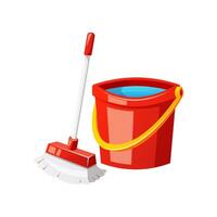 Mop and bucket vector isolated on white background.