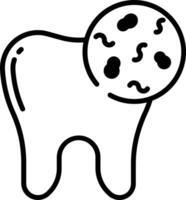 dientes bacterias glifo y línea vector ilustración
