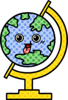 globe de dessin animé de style bande dessinée du monde png