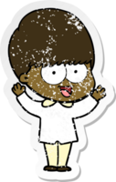 distressed sticker of a happy cartoon boy png