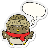 cute cartoon owl in hat with speech bubble sticker png