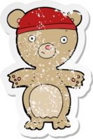 retro distressed sticker of a cartoon teddy bear png