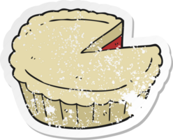 retro distressed sticker of a cartoon pie png