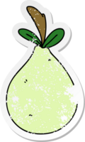 distressed sticker of a quirky hand drawn cartoon pear png