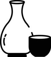 Sake glyph and line vector illustration