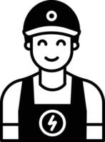 Male mechanic glyph and line vector illustration