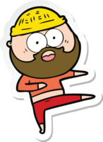 sticker of a cartoon surprised bearded man dancing png