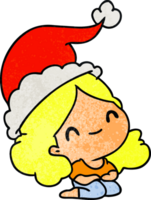 christmas textured cartoon of kawaii girl png