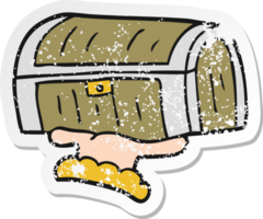 retro distressed sticker of a cartoon treasure chest png