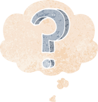 cartoon question mark with thought bubble in grunge distressed retro textured style png