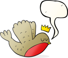 speech bubble cartoon flying christmas robin with crown png