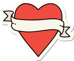 sticker of tattoo in traditional style of a heart and banner png