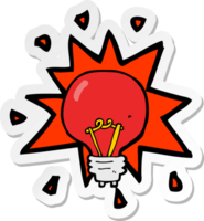 pegatina de una bombilla de luz roja de dibujos animados png